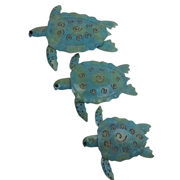Vintage Metal Sea Turtle Hatchling Set Of 3 Regal Art & Gift Wall Decor 2005 - Picture 1 of 4